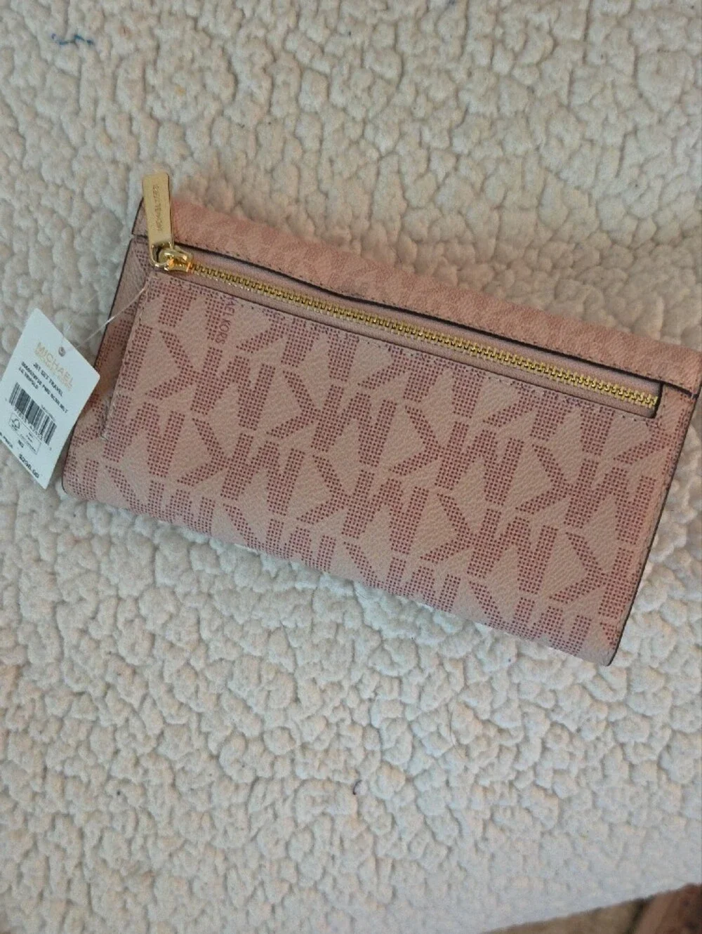Michael Kors Blush Signature Continental Wallet with Gold Logo